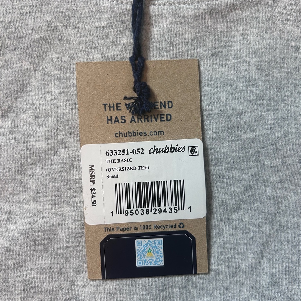 NWT Chubbies The Basic Oversized Tee - Size S, Mid Gray Heather - Picture 5 of 14